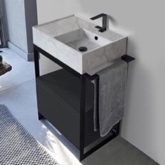 Modern  Console Vanity, Marble Style Sink, 27 inch